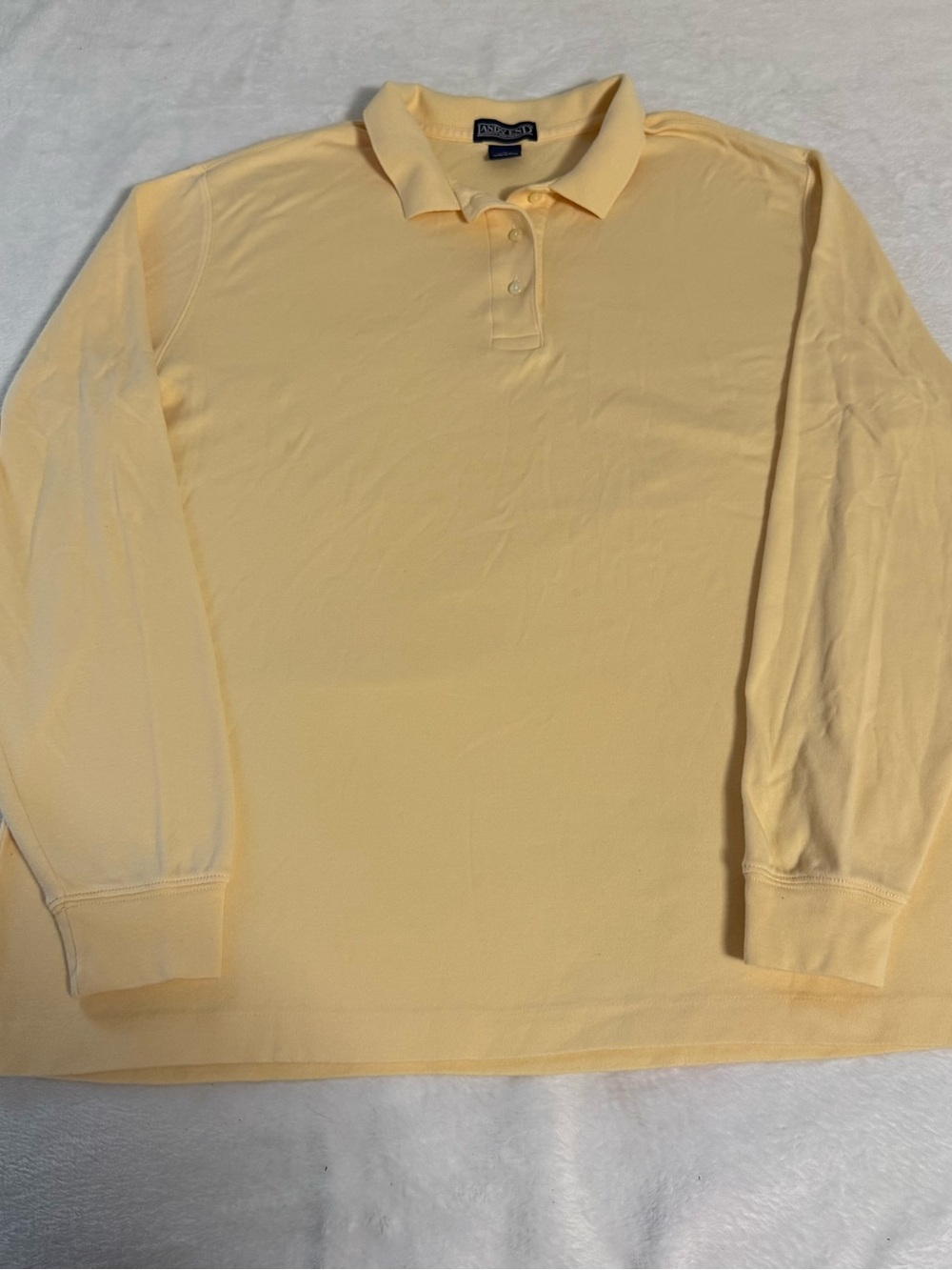 Lands' End Womenβs Long Sleeve Polo - Butter Yellow